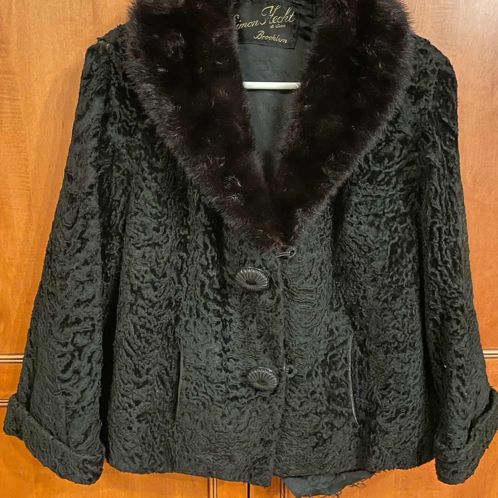 Vintage 1950s Black Fur-Trimmed Jacket